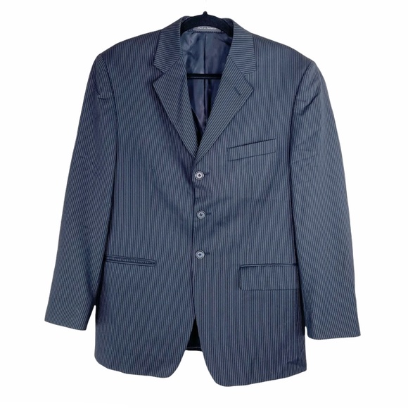 APT 9 Gray Stripe Three Button Wool Blazer - Picture 1 of 9
